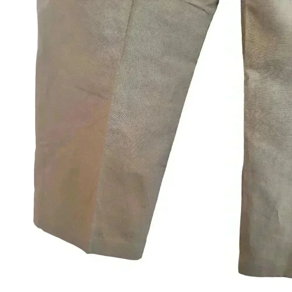 Banana Republic Men's Tan Linen/Cotton Dawson Flat Front Relaxed Leg Lower Waist